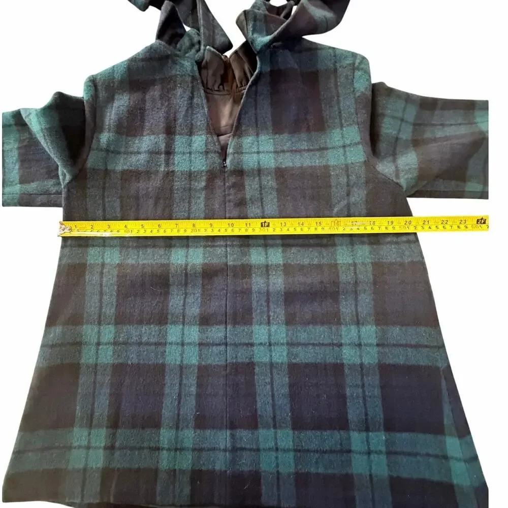 Tuckernuck Blackwatch Plaid Faye Blouse Plaid Wool Ruffle Bow Back Preppy SZ M - Picture 6 of 16